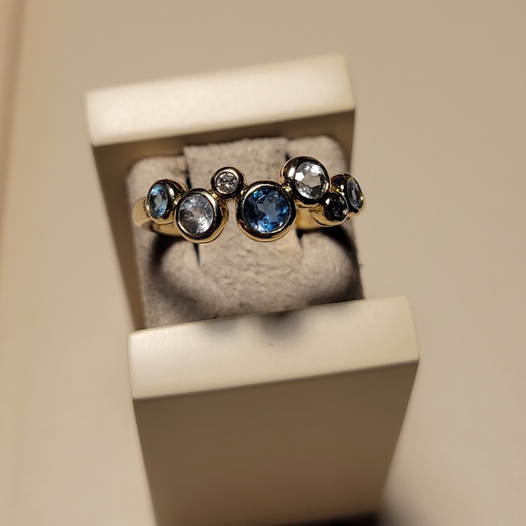 Kay Jewelers Gold and Blue Gemstone Ring - Picture 2 of 6